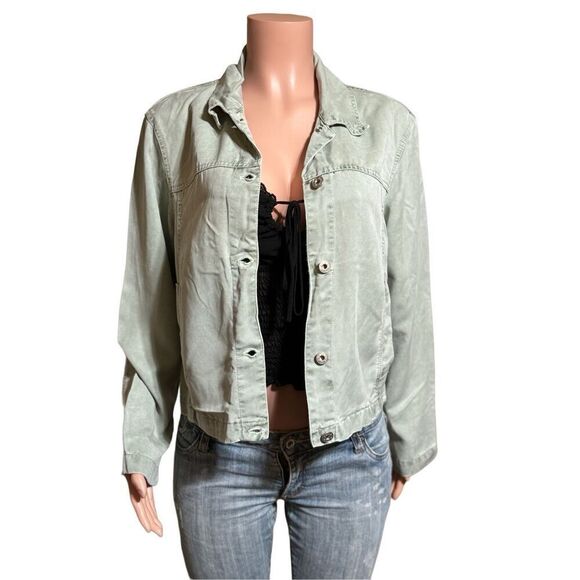 Pulp button front tencel denim short swamp jacket M - Picture 1 of 6